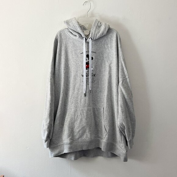 H&M disney // heather gray  mickey mouse embroidered hoodie Large - Picture 2 of 8
